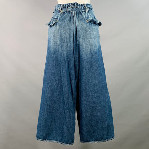 YOHJI YAMAMOTO Size S Blue Cotton Japanese Denim Wide Leg Pleated Jeans