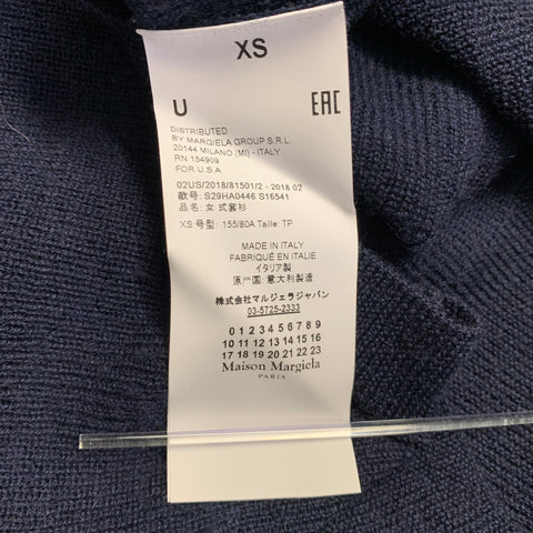 MAISON MARGIELA Size XS Navy Yellow Wool Blend Crew Neck Sweater