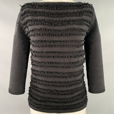 MAX MARA Size S Black Knit Textured 3/4 Sleeves Sweater