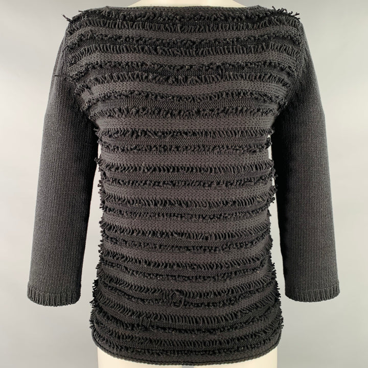 MAX MARA Size S Black Knit Textured 3/4 Sleeves Sweater