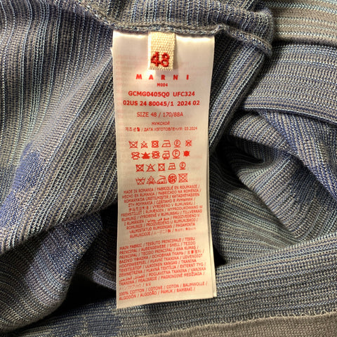 MARNI Size M Grey Blue Floral Cotton Crew Neck Pullover