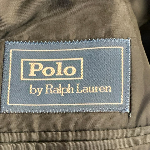 POLO by RALPH LAUREN Size 40 Regular Black Glenplaid Virgin Wool Notch Lapel Suit