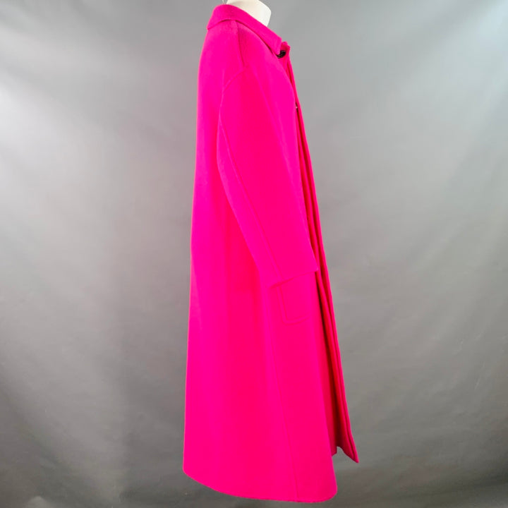 AMI by ALEXANDRE MATTIUSSI FW22 Size 40 Pink Textured Wool Hidden Buttons Oversized Coat