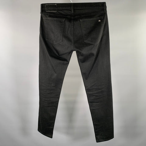 RAG & BONE Size 34 Black Heather Cotton Blend Button Up Jeans