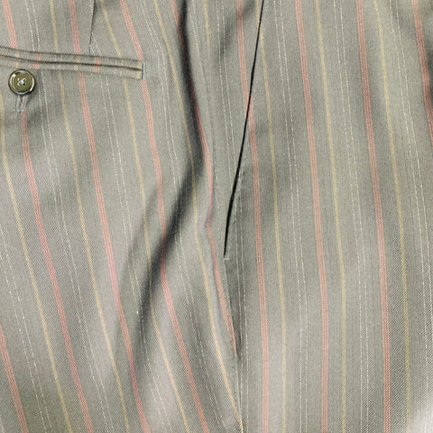 DOLCE & GABBANA Size 34 Black Burgundy Stripe Wool Flat Front Dress Pants
