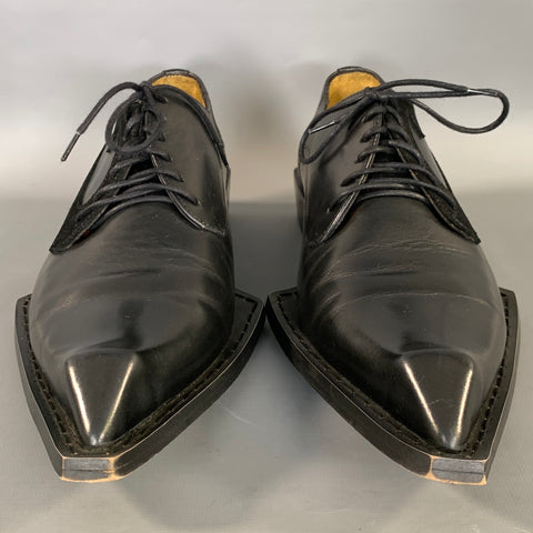 JOHN FLUEVOG Size 9 Black Leather Pointed Toe Lace Up Shoes