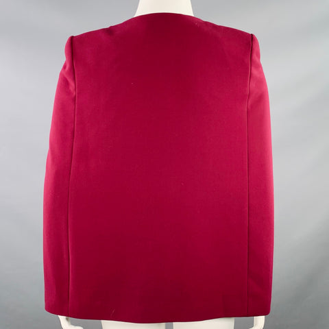 TED BAKER Size L Burgundy Polyester Blend Eye Hook Cape Jacket Blazer