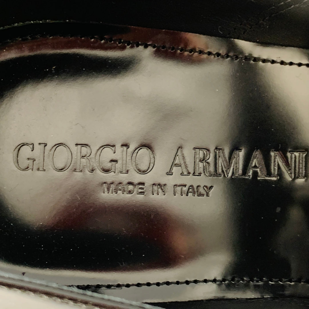 GIORGIO ARMANI Size 6 Black Patent Leather Derby Lace-Up Shoes