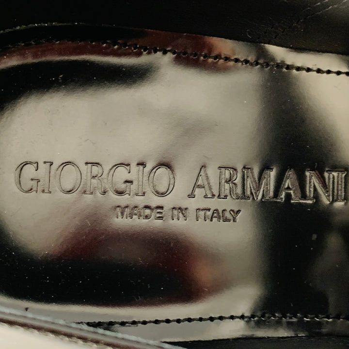 GIORGIO ARMANI Size 6 Black Patent Leather Derby Lace-Up Shoes