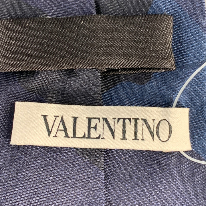 VALENTINO Navy Black Camouflage Silk Tie