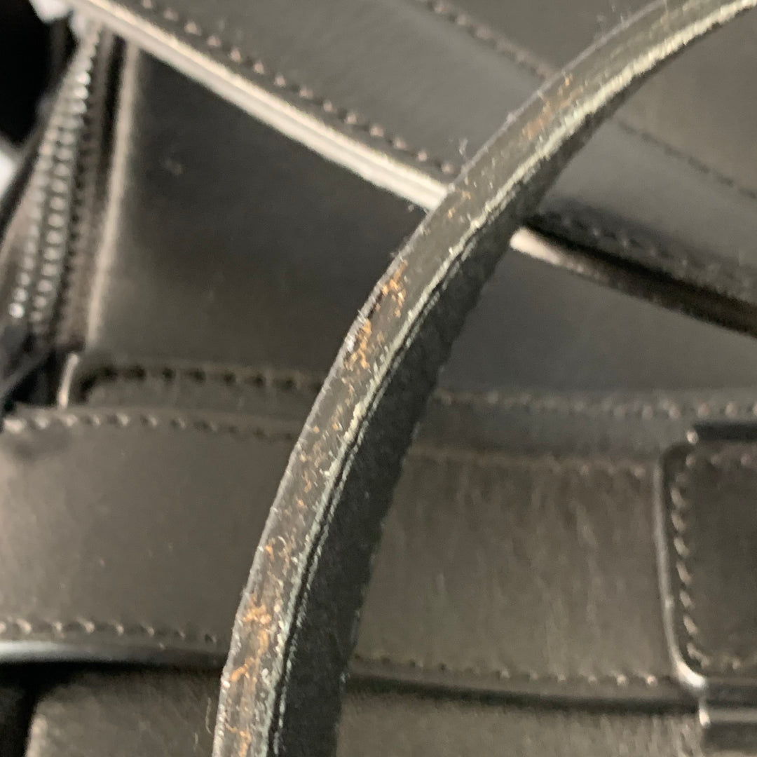 GOLDEN GOOSE Black Silver Leather Top Handle Duffle Bag