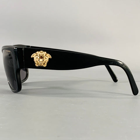 VERSACE Black Acetate Square Polarized Sunglasses