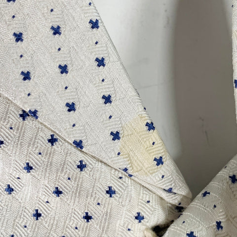 FAVOURBROOK Size 46 Beige Navy Dots Silk Classic Notch Lapel Vest