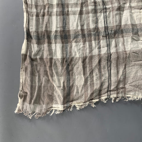 BRUNELLO CUCINELLI Size Beige Grey Plaid Linen Scarves