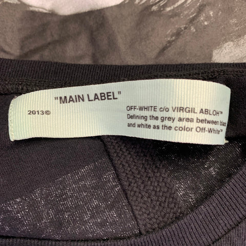 OFF-WHITE Size L Black White Mona Lisa Print Cotton Crew Neck T-shirt