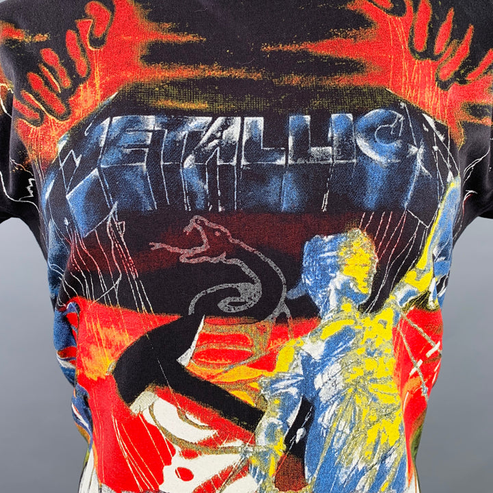 R13 Size XS Metallica Black Multi Color Rock Concert Cotton Crew Neck T-shirt