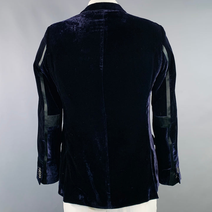 PAUL SMITH Size 42 Navy Black Velvet Viscose Blend Notch Lapel Sport Coat
