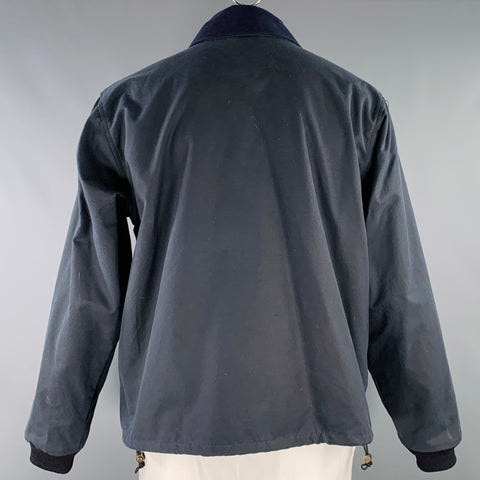 FILSON Size L Navy Waxed Cotton Zip Up Jacket