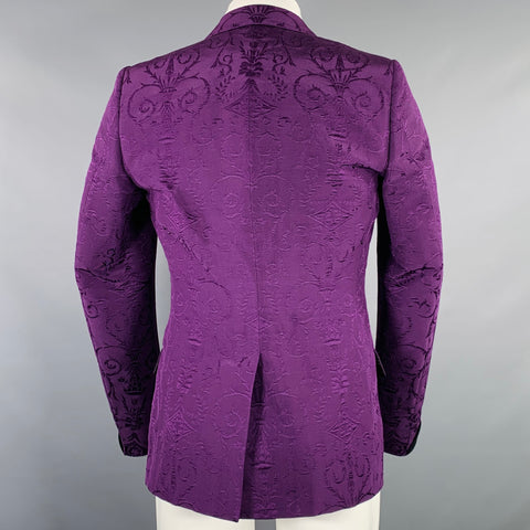 GUCCI Pre-Fall 2018 Size 36 Purple Black Jacquard Wool Silk Sport Coat