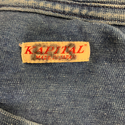 KAPITAL Size S -Fuji Smile- Blue Yellow Cartoon Cotton Jersey T-shirt