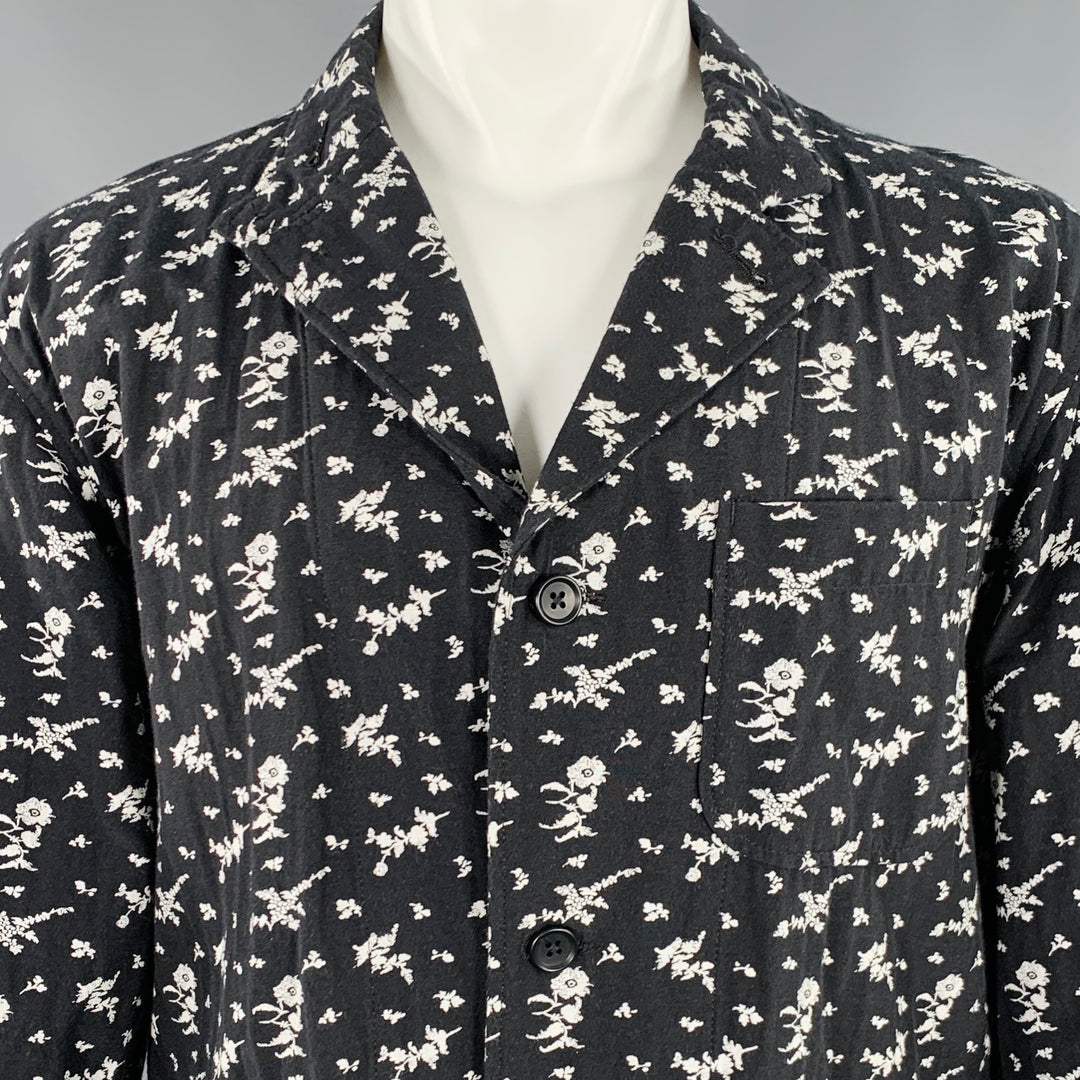 ENGINEERED GARMENTS Size M Black White Cotton Blend Floral Jacket