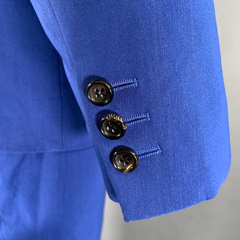 COMME des GARCONS HOMME PLUS Size M Blue Linen Blend Notch Lapel Suit