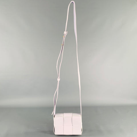 BOTTEGA VENETA Cassette Candy White Woven Leather Cross Body Handbag