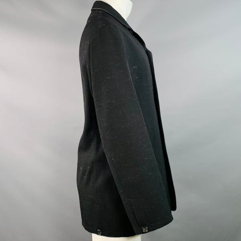 YOHJI YAMAMOTO Size S Black Grey Wool Blend Contrast Stitch Jacket