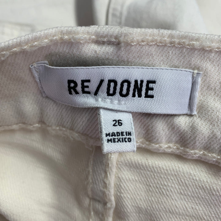 RE/DONE Size 26 Beige Cotton Blend Raw Edge Straight Button Fly Jeans