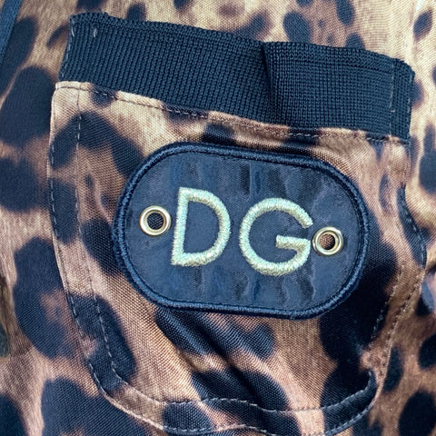 DOLCE & GABBANA Size 4 Brown Black Satin Animal Print Zip Up Jacket
