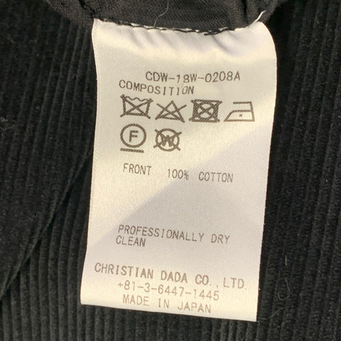 CHRISTIAN DADA Size XS Black Cotton Corduroy Oversized Longline Snaps Shirt