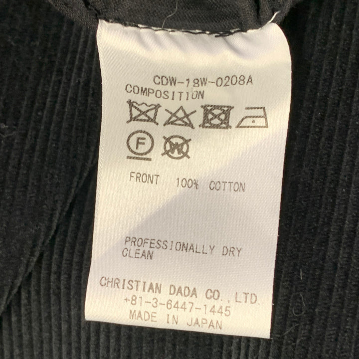 CHRISTIAN DADA Size XS Black Cotton Corduroy Oversized Longline Snaps Shirt