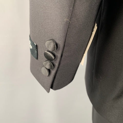 HART SHAFNER & MARX Size 42 Long Black Mixed Fabrics Wool Tuxedo