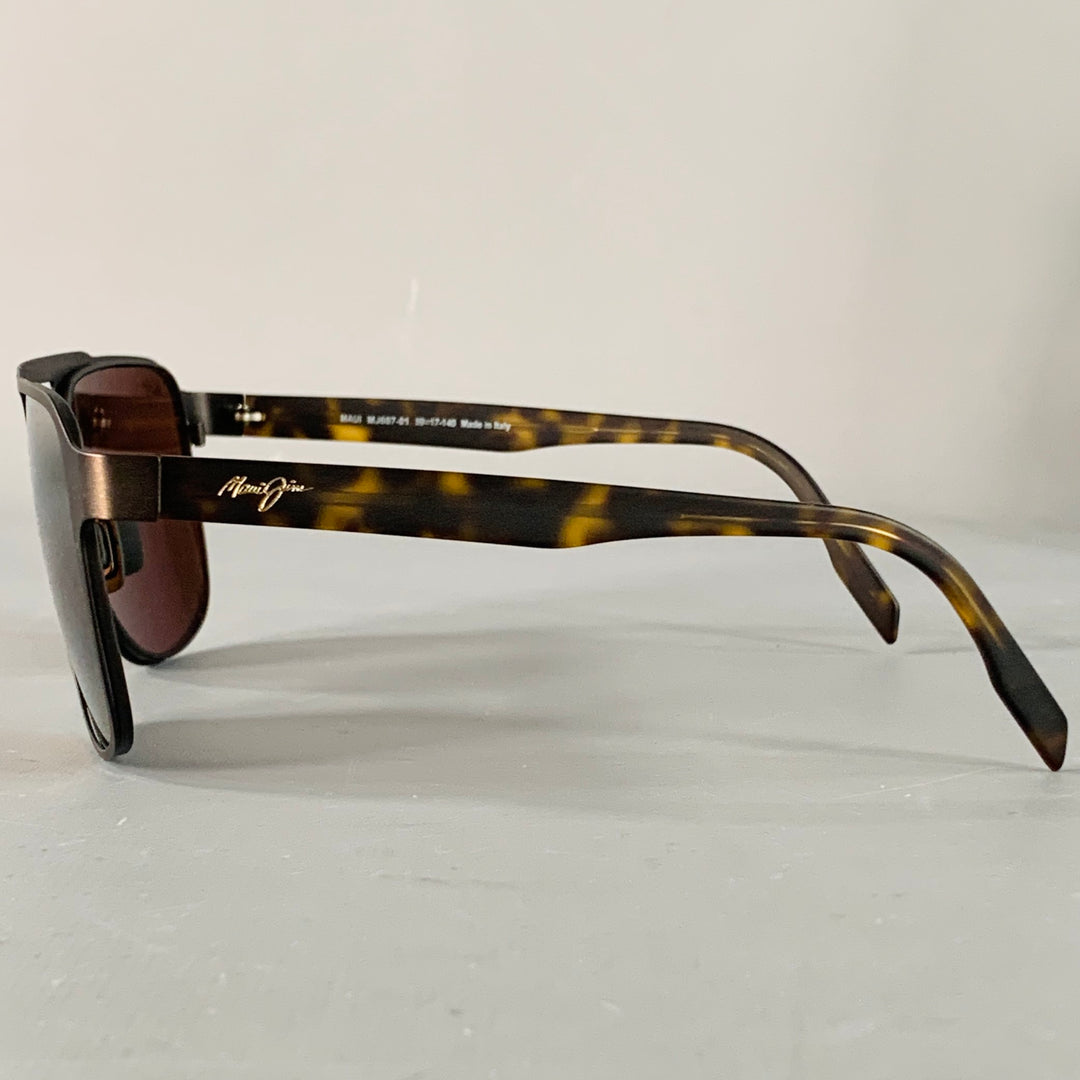MAUI JIM 2nd Reef Black Brown Tortoiseshell Metal Acetate Pilot Sunglasses