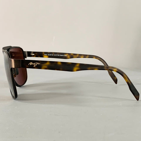 MAUI JIM 2nd Reef Black Brown Tortoiseshell Metal Acetate Pilot Sunglasses