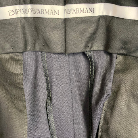EMPORIO ARMANI Size 34 Navy Wool Blend Tapered Dress Pants