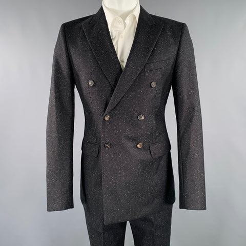 CALVIN KLEIN COLLECTION Size 38 Black White Heather Suit