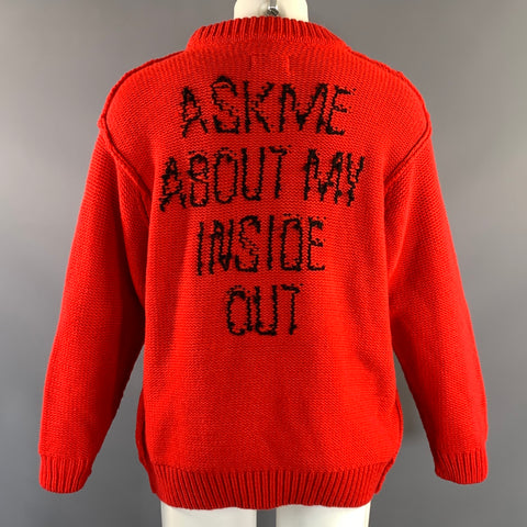 DOUBLET Size M Red Black & White Knitted Wool & Acrylic Crew Neck Sweater
