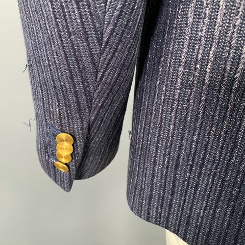 MR. TURK Size 44 Long Navy Charcoal Woven Cotton Blend Sport Coat