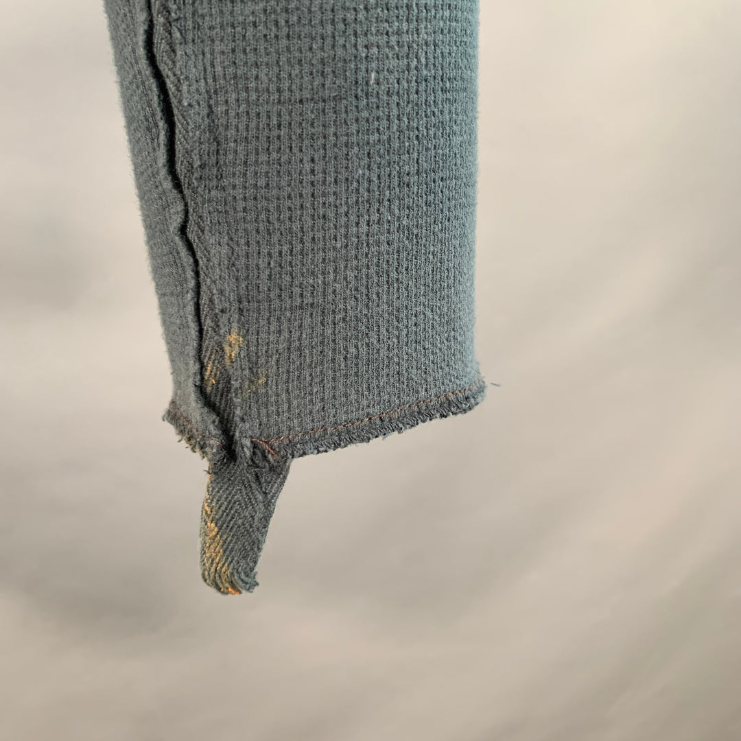 NICE COLLECTIVE Size M Green Waffle Knit Cotton Hoodie Sweatshirt