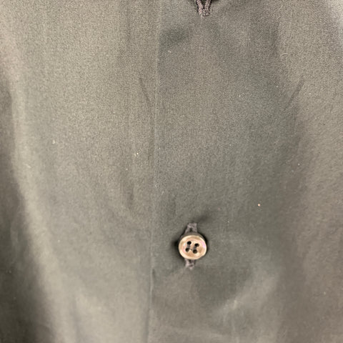 BARNEY'S NEW YORK Size L Trim Fit Black Cotton Button Up Long Sleeve Shirt