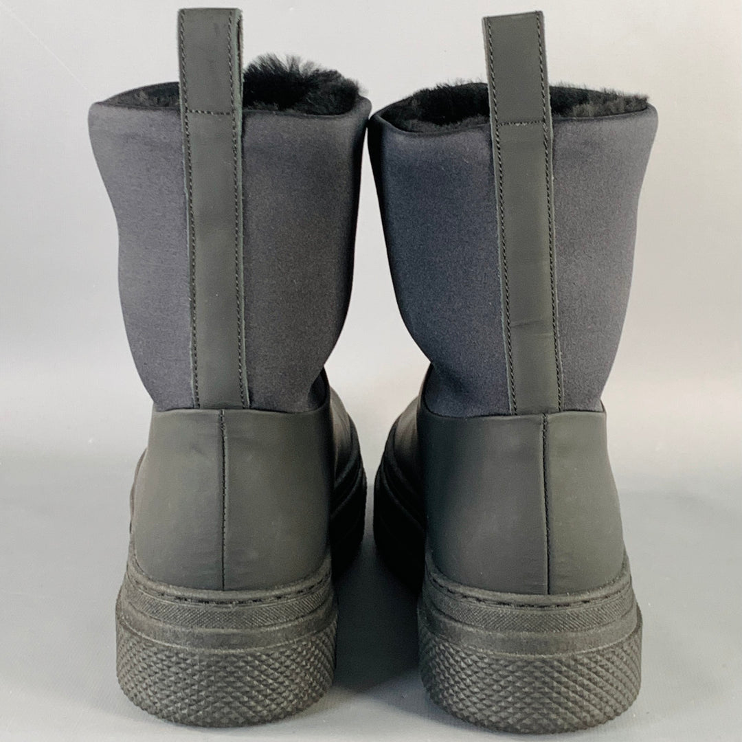 KHAITE Size 10 Culver Black Fur Lined Drawstring Rain Boots