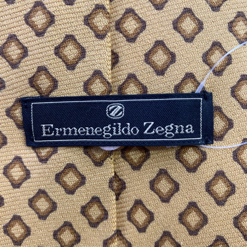 ERMENEGILDO ZEGNA Yellow Mustard Abstract Silk Tie