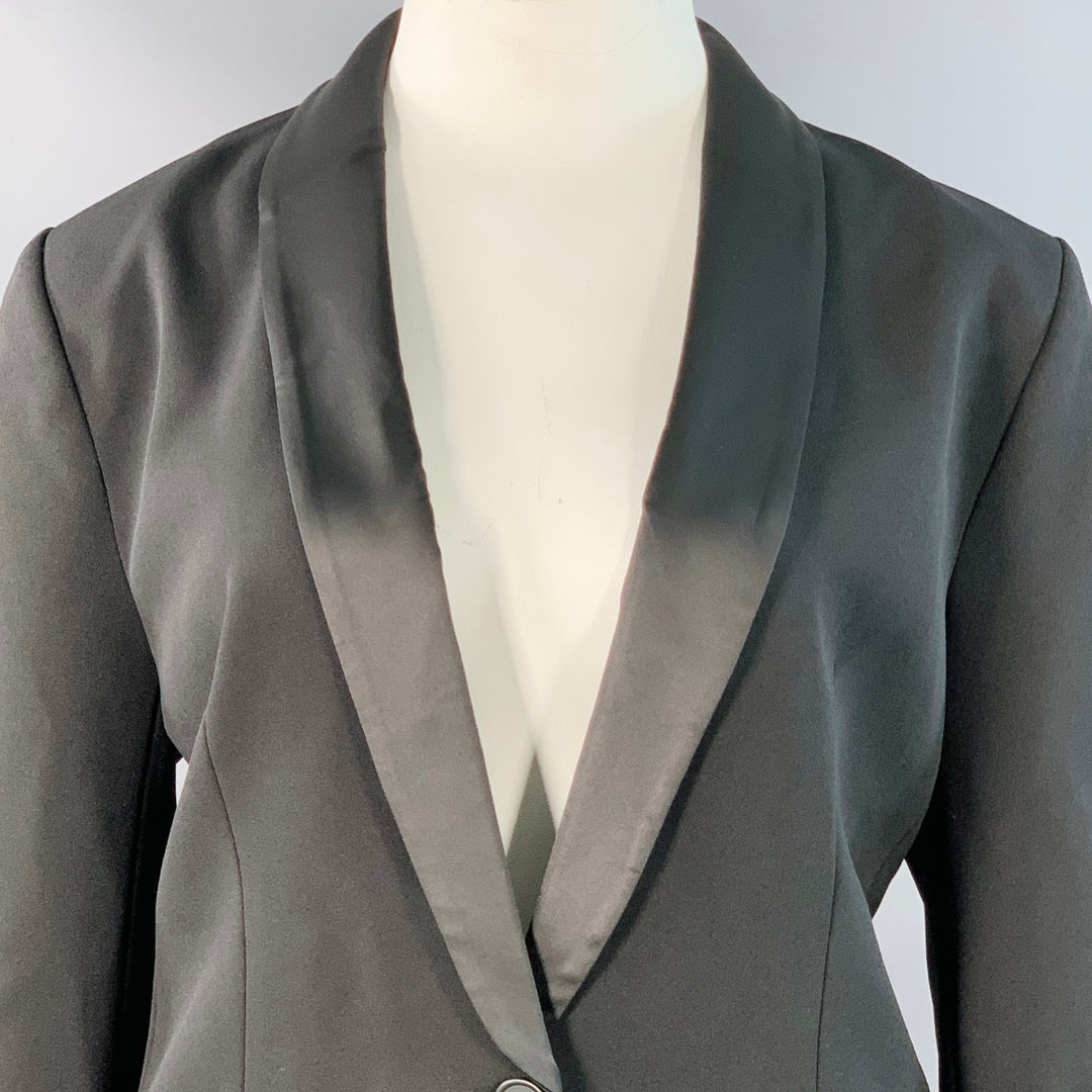 ZAC POSEN Size 12 Black Polyester Blend Shawl Collar Single Button Jacket Blazer