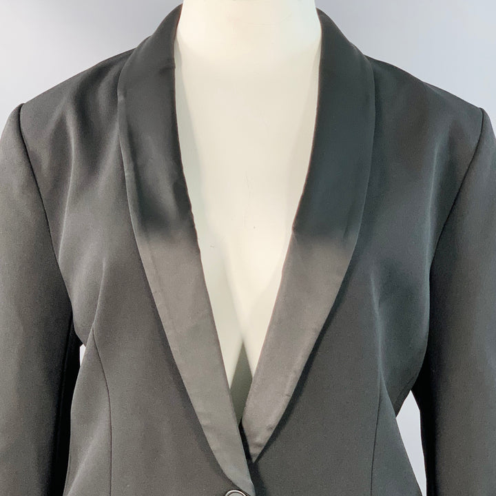 ZAC POSEN Size 12 Black Polyester Blend Shawl Collar Single Button Jacket Blazer