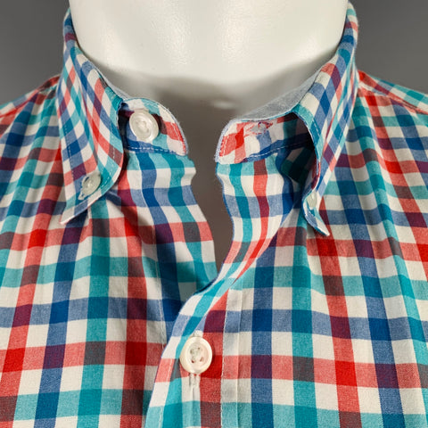 BONOBOS Size M Multi Color Checkered Cotton One Pocket Long Sleeve Shirt