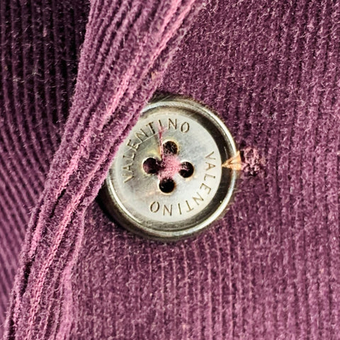 VALENTINO Size 40 Purple Corduroy Cotton Notch Lapel Sport Coat