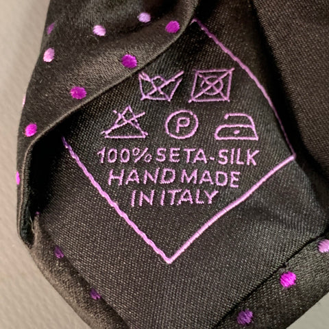 BRIONI Black Purple Dots Silk Tie