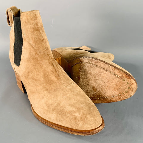 RAG & BONE Size 9 Camel Suede Stacked Heel Chelsea Ankle Boots