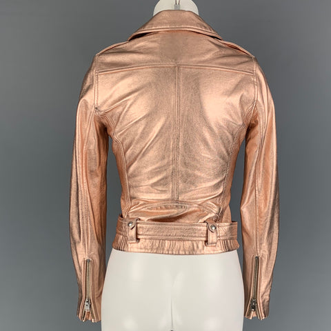 IRO Size XS Gold Leather Metallic Biker Jacket